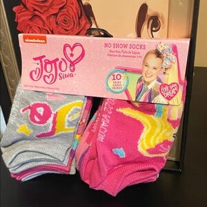 JoJo Siwa No Show Socks - Pink, Gray, and Yellow